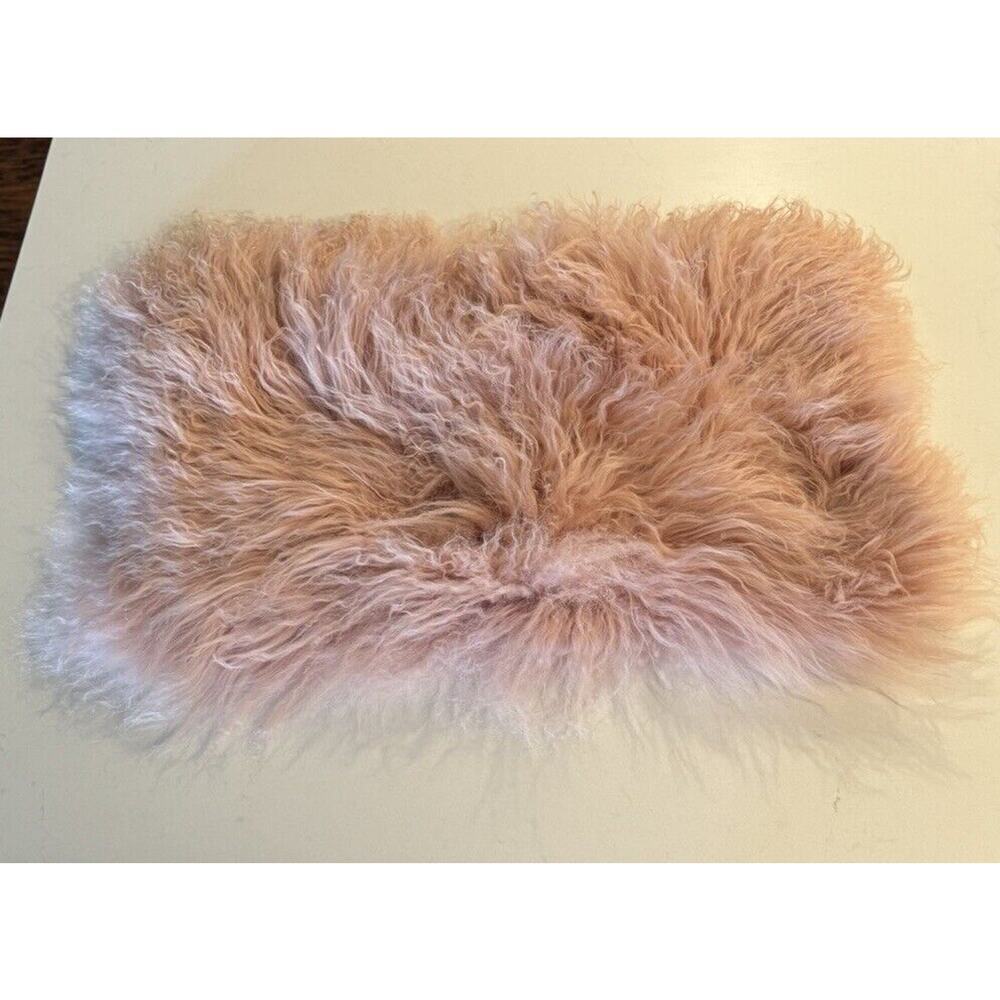 West Elm Pink Mongolian Lamb Pillow Cover